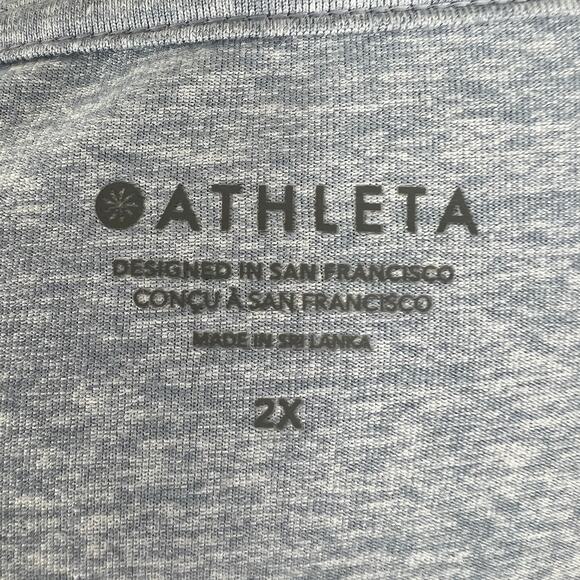ATHLETA Blue Gray Star Crewneck Long Sleeve Thumb Hole Utempo Pullover Top 2X - Picture 4 of 6
